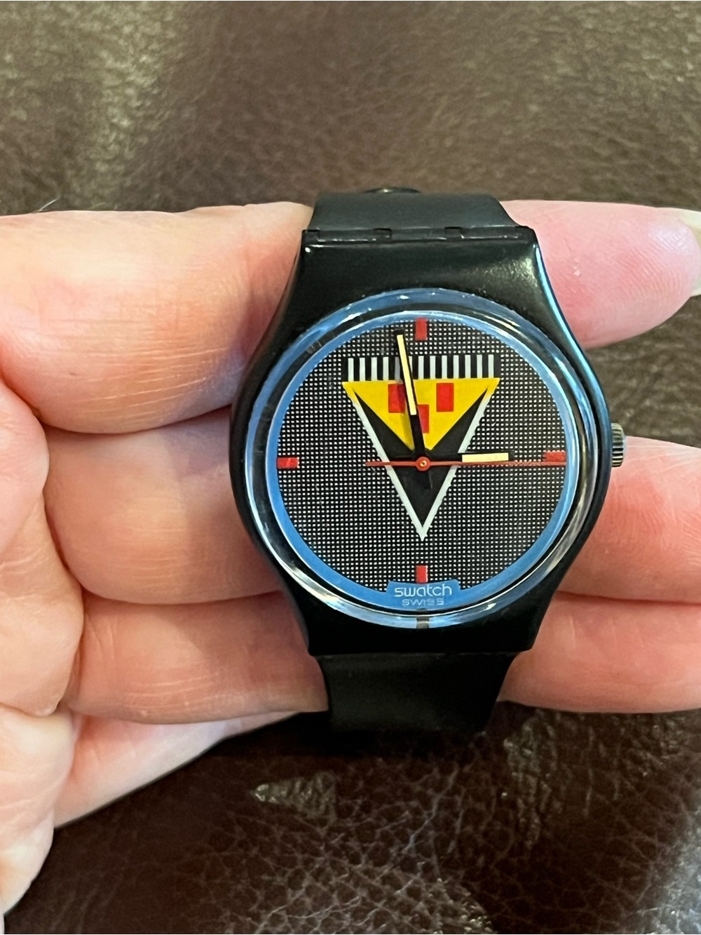 Vintage 1986 Swatch Gent Lancelot GB110 — Rare Geometric Dial